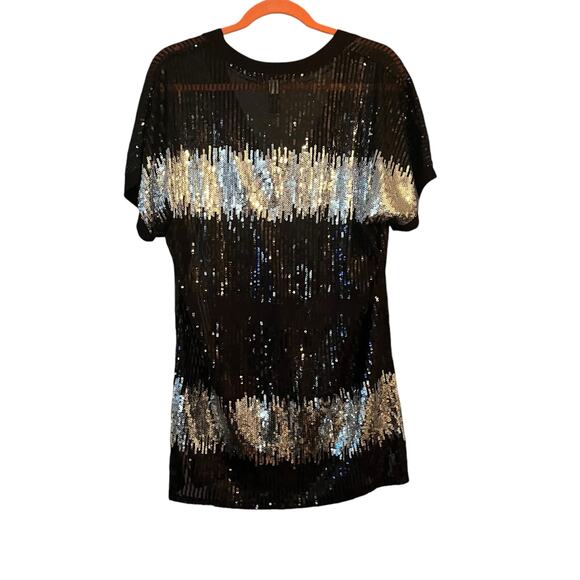 INC International Concepts V-neck Shirt Top Sparkly Semi-sheer L Holiday Party - Picture 5 of 8